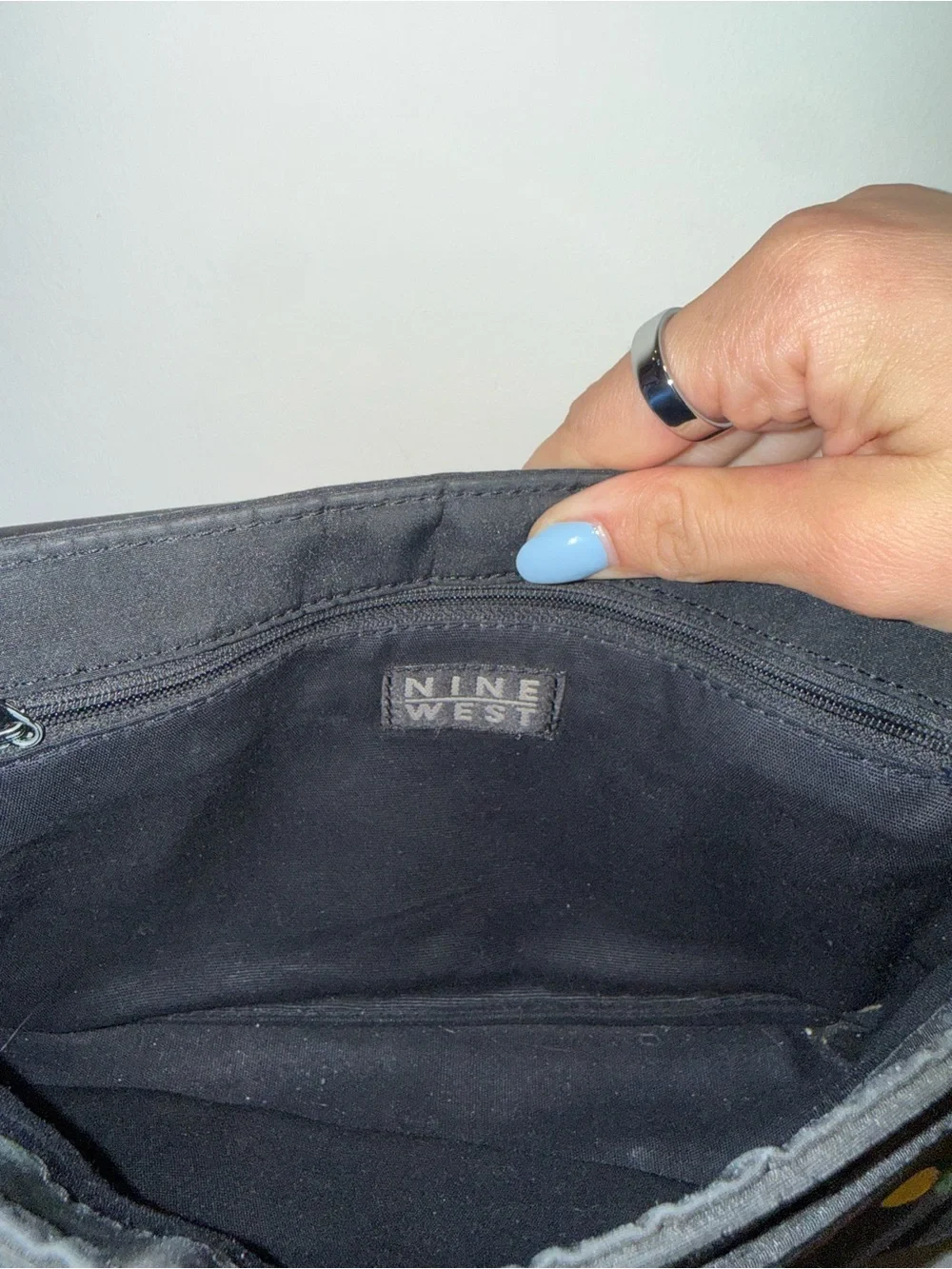 Black Nine West Strawberry & Citrus Print Shoulder Bag